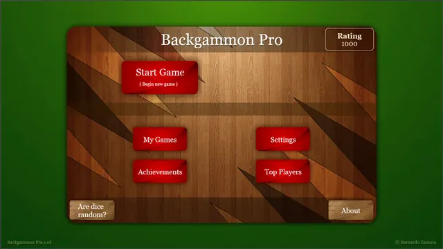 Backgammon Pro: Main menu