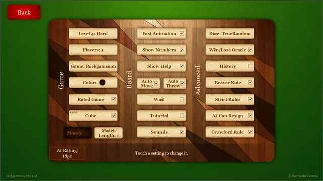 Backgammon Pro: Game, board and advanced options