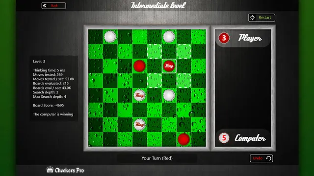 Checkers Pro: Green glass theme