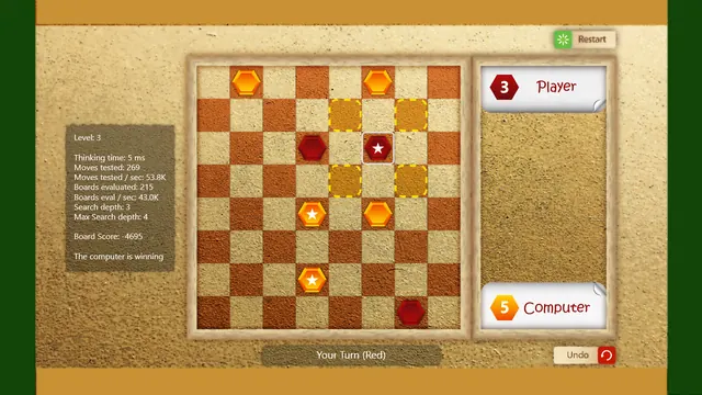 Checkers Pro: Sand and gems theme