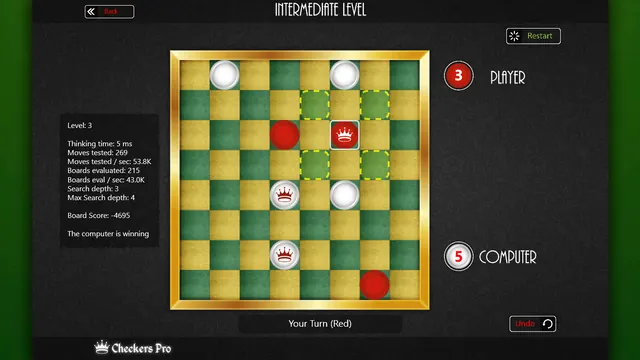 Checkers Pro: Gold and green theme