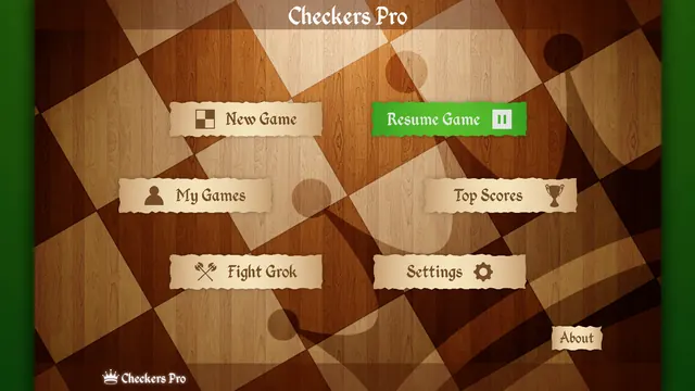Checkers Pro: Main menu