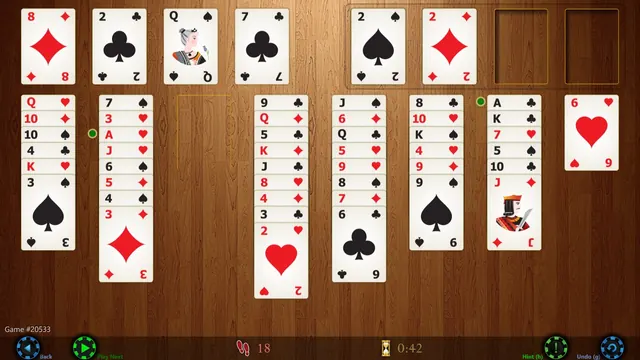 FreeCell HD: A game on the wood table