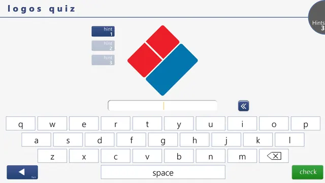 Logos Quiz+: Guessing a logo with the on-screen keyboard