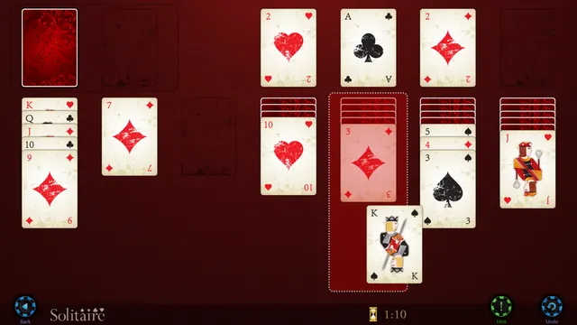 Solitaire HD: Dragging a run of cards on the red table