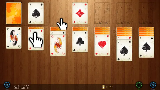 Solitaire HD: Wood table with orange card backs