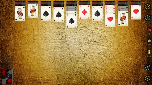 Spider Solitaire HD: A game on the gold table