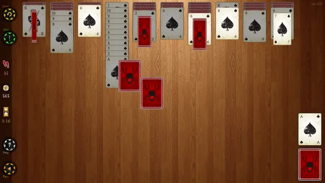 Spider Solitaire HD: Wood table with spider card backs