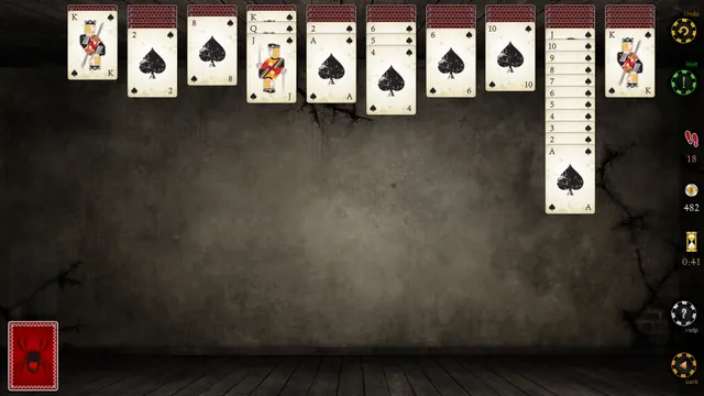 Spider Solitaire HD: A game on the dark stone table